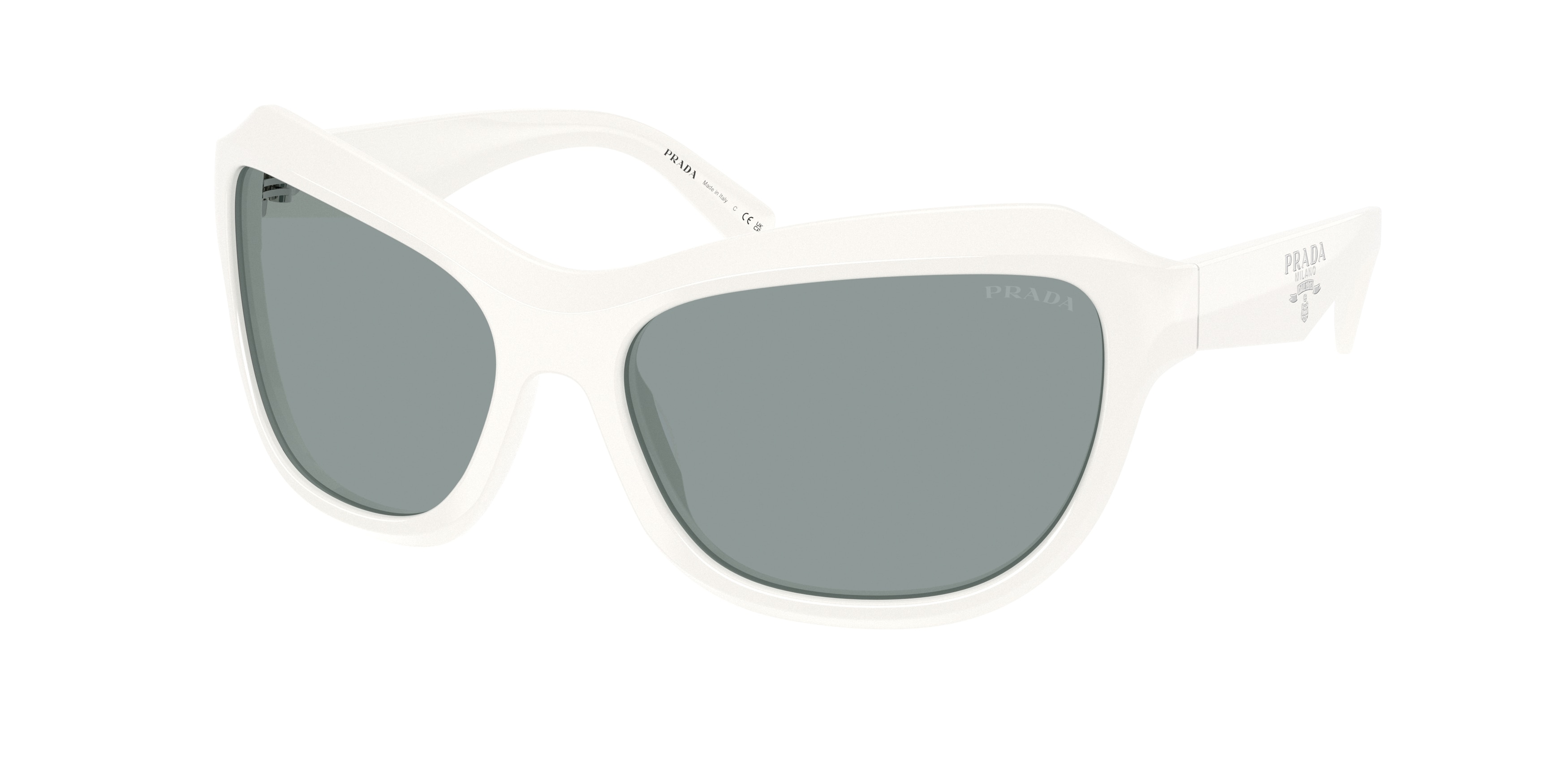 Prada Woman PR A27S  17K3C2 Sunglasses Acetate White Grey Butterfly Normal-image